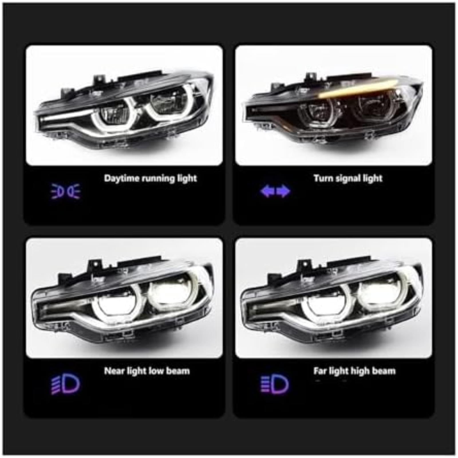 Dla BMW serii 3 F30 320I 2013-2016 reflektory przednie światła Lci Drl do jazdy dziennej modernizacja projektor przednie lampy reflektor włączony kierunkowskaz Lampka (Xenon) (Xenon)