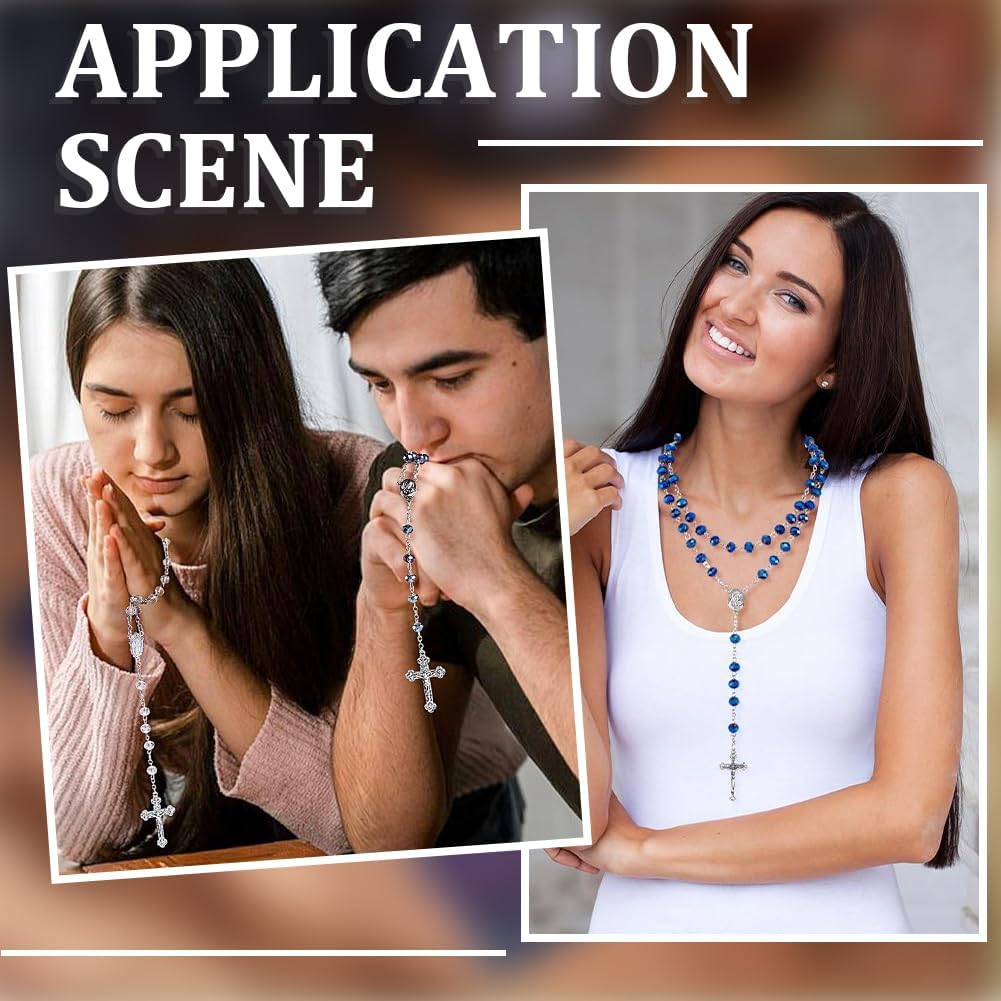 SUNNYCLUE 904Pcs Rosary Making Kit Rosary Charms Easter Cross Link Charms Chandelier Component Links Crucifix Crosses Pendants Glass Spacer Beads for Jewelry Making Supplies DIY Necklace Bracelets - Image 6