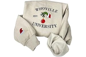 Grinch Sweatshirt Hoodie with Embroidered Whoville University Design