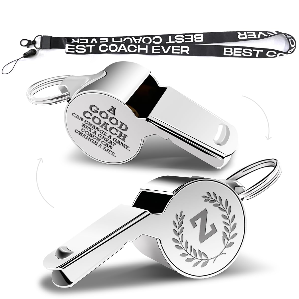 fkovcdy Initial Coach Gifts, Whistle for Coaches, Whistle Emergency, Thank You Coach Gifts, Personalized Monogram Coaches Whistle