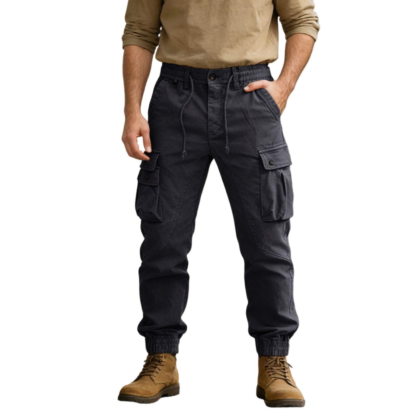 Pantalon running jogging cyclisme homme casual stretch avec multi-poches
