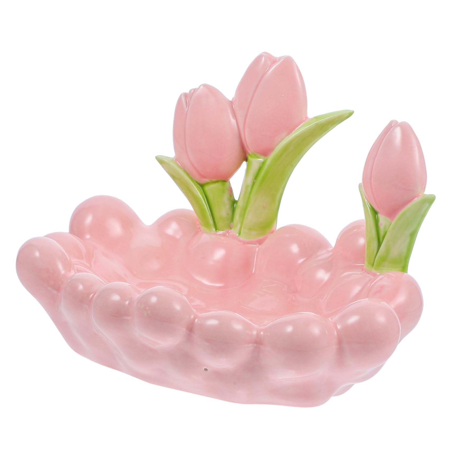 Keramik Schmuckschale Tulpenform Rosa für Ring und Schlüsselablage