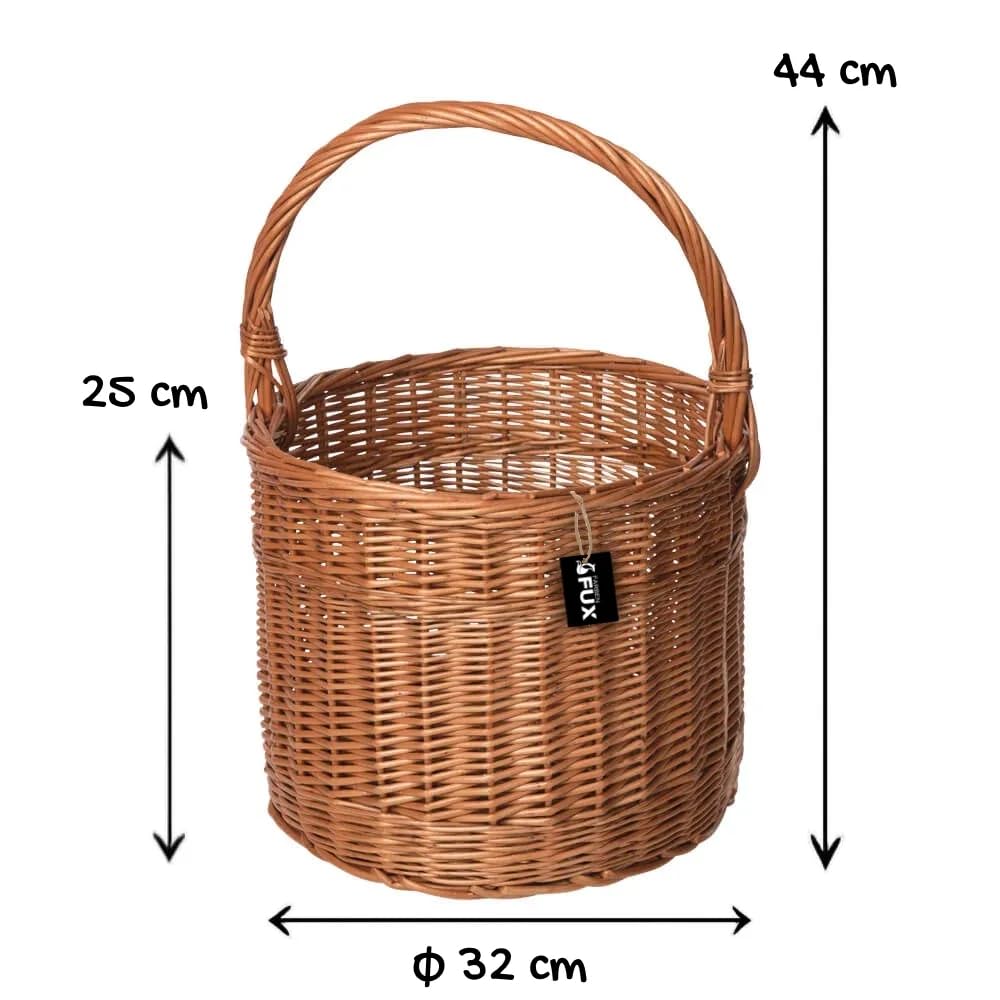 Einkaufskorb rund Weidenkorb gesottener geflochtener Henkelkorb Ø32cm