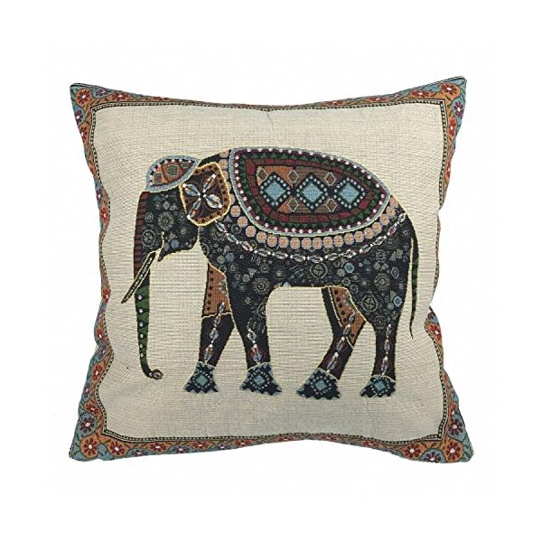 Luxbon Funda de Cojín Almohada Elefante Mascota de India Lino Duradero Decoración para Sofá Cama Coche 18x18 45x45 cm | DeHippies.com