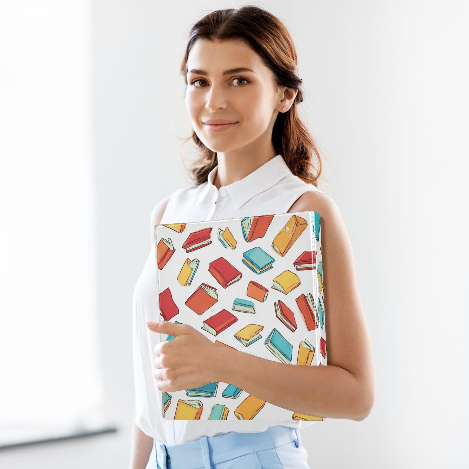 Kcldeci Raccoglitore a 3 anelli con copertina rigida, libri in stile cartone animato, anelli rotondi da 3,8 cm, con tasche interne, per scuola, ufficio, ricette, raccoglitori, confezione da 2