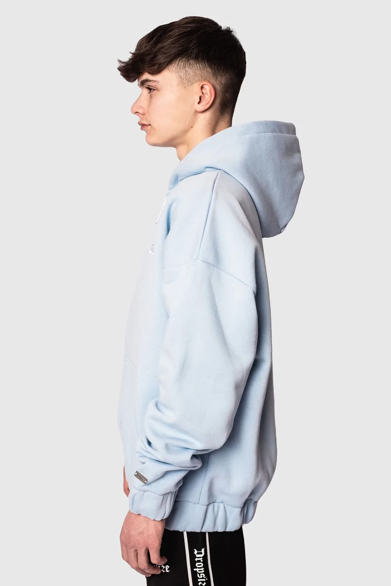 Dropsize Super Heavy Oversize BLANK Zip Baby Blue, Urban Streetwear Oversize Zipper, 360 GSM Cotone, con cappuccio