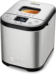 Kitchen in the box Máquina de Fazer Pão com Configuração Sem Glúten, Máquina de Fazer Pão Automática de 2Lb 1,5Lb 1Lb com Ciclo Caseiro, Máquina de Fazer Pão de Aço Inoxidável 15 em 1 com Receitas-Pra