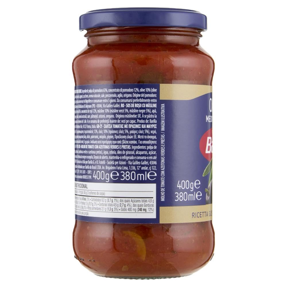 Italian Gourmet sugo alle Olive Mediterranee Pasta Sauce Tomaten 12 x 400g | Ricetta pronta con verdi e nere, fruchtig mediterran ohne, Gesamtnettogewicht 4,8 kg + Kostenlos Polpa 400g