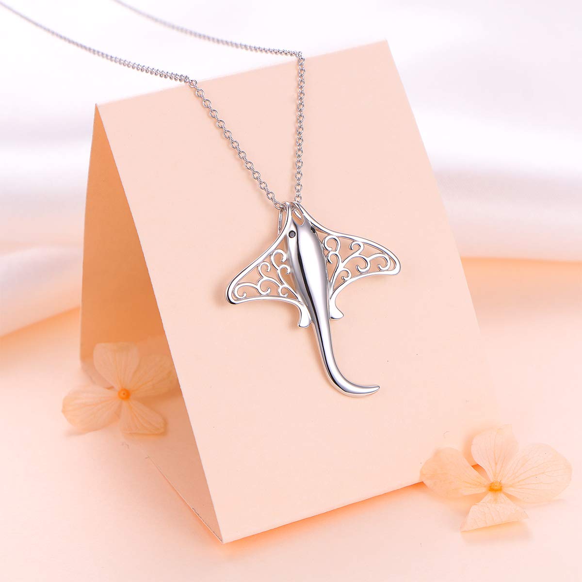 DAOCHONG Rochenhalskette aus 925er-Sterlingsilber, Meerestier, Mantarochen-Anhänger, Halskette, Schmuck für Damen, Teenager, Mädchen, Herren