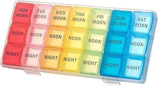 Small Weekly Pill Organizer, 3 Times a Day 7 Day Pill Box Pill Holder Compartments Moisture-Proof Pill Case,Portable Travel Friendly Pill Case for Supplements, Vitamin, Medication