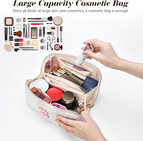 Miniatura 6 de DTBG Bolsa de cosméticos de viaje de gran capacidad, Beige, K