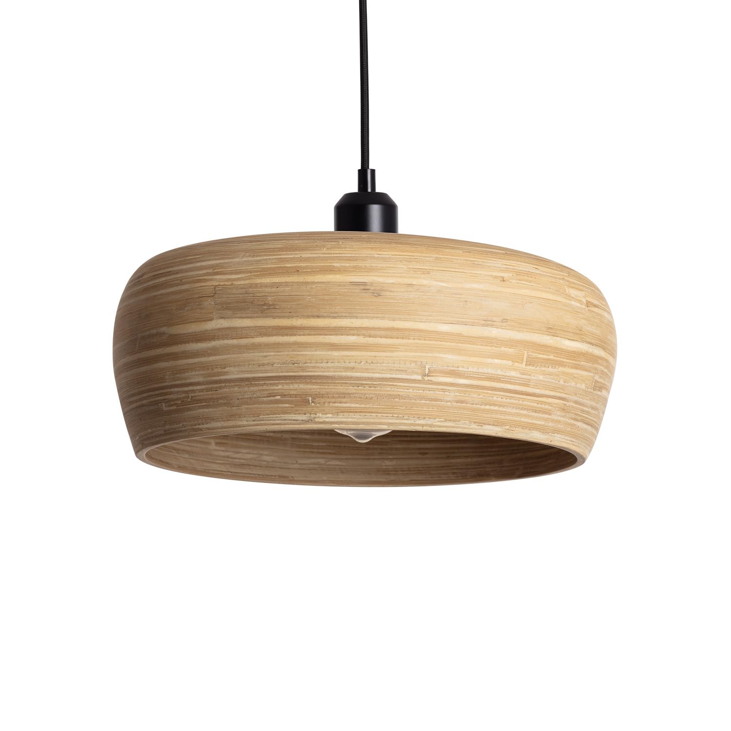 ILUZZIA Lampada a Sospensione in Bambù Shuka Sari Tessuto Nero