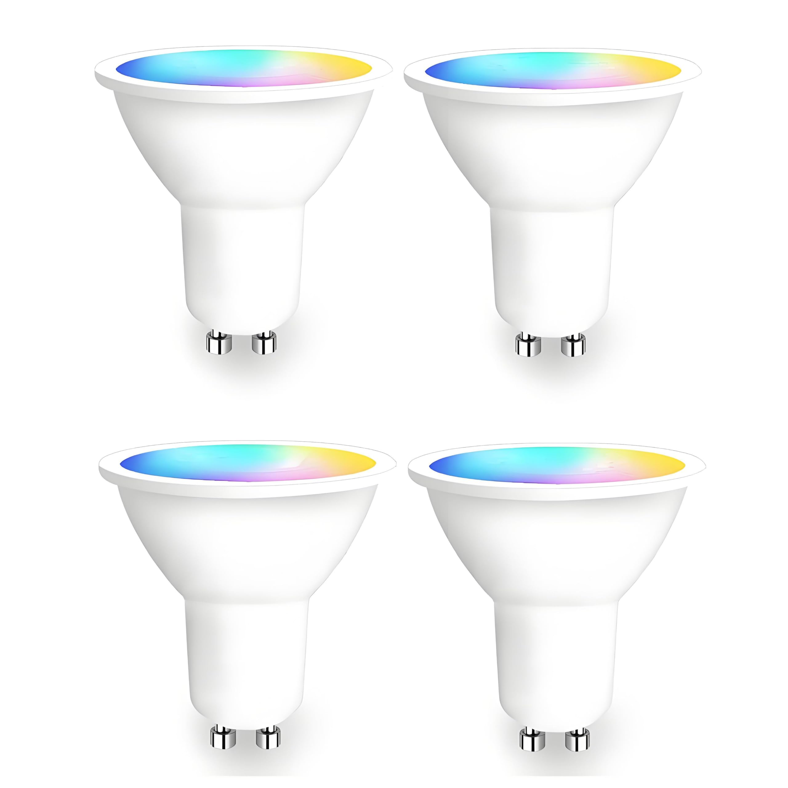 4 Pack GU10 Bombilla LED WiFi Luz inteligente Bombilla de cambio de color 16 Millones Colores Luz LED Ajustable para Salón Dormitorio Oficina Hotel WiFi 2.4 GHz