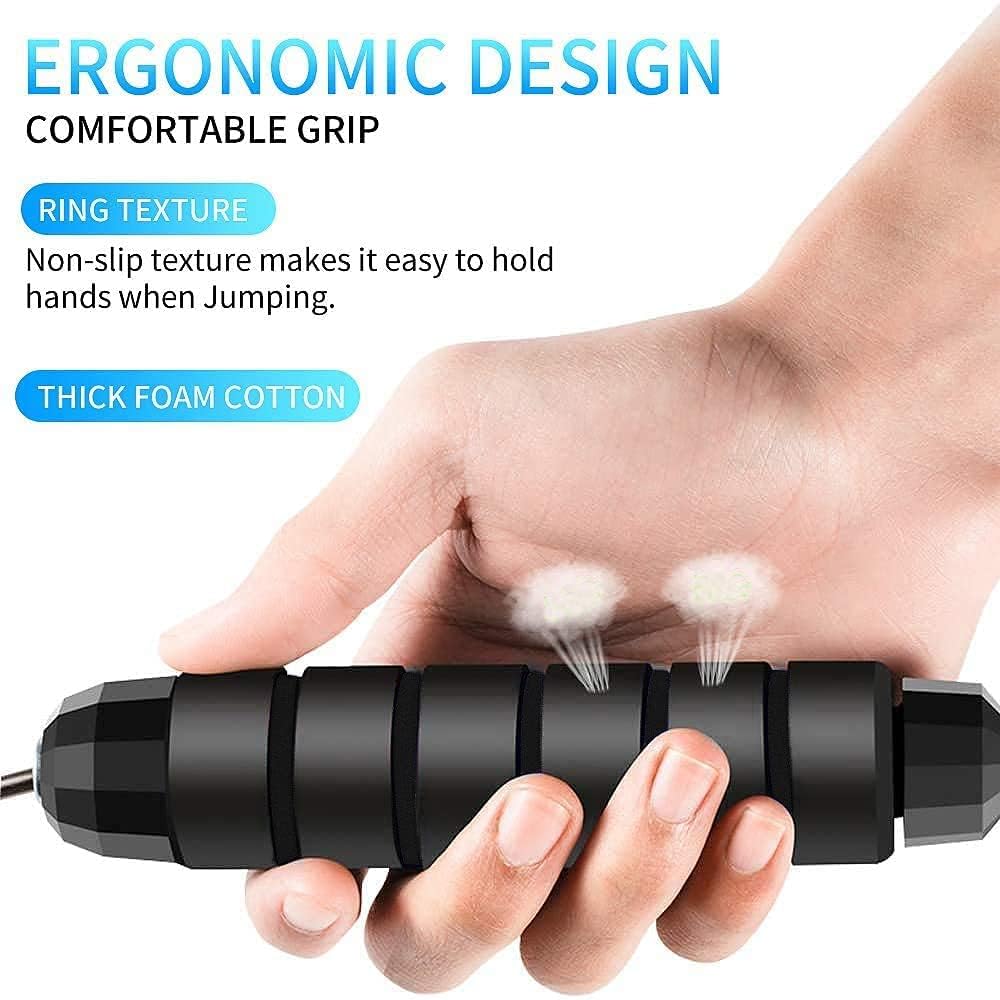 Shopeleven Durable Black Bearing Jump Rope with Adjustable Length and Ergonomic Handles for High-Speed Training 3