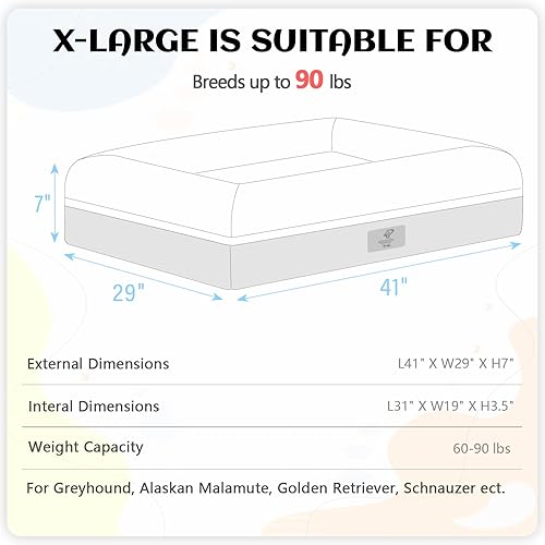 Miniatura 4 de Yiruka Cama XL para perro, cama ortopédica de espuma viscoelástica de gel, cama lavable para perro con funda extraíble, parte inferior