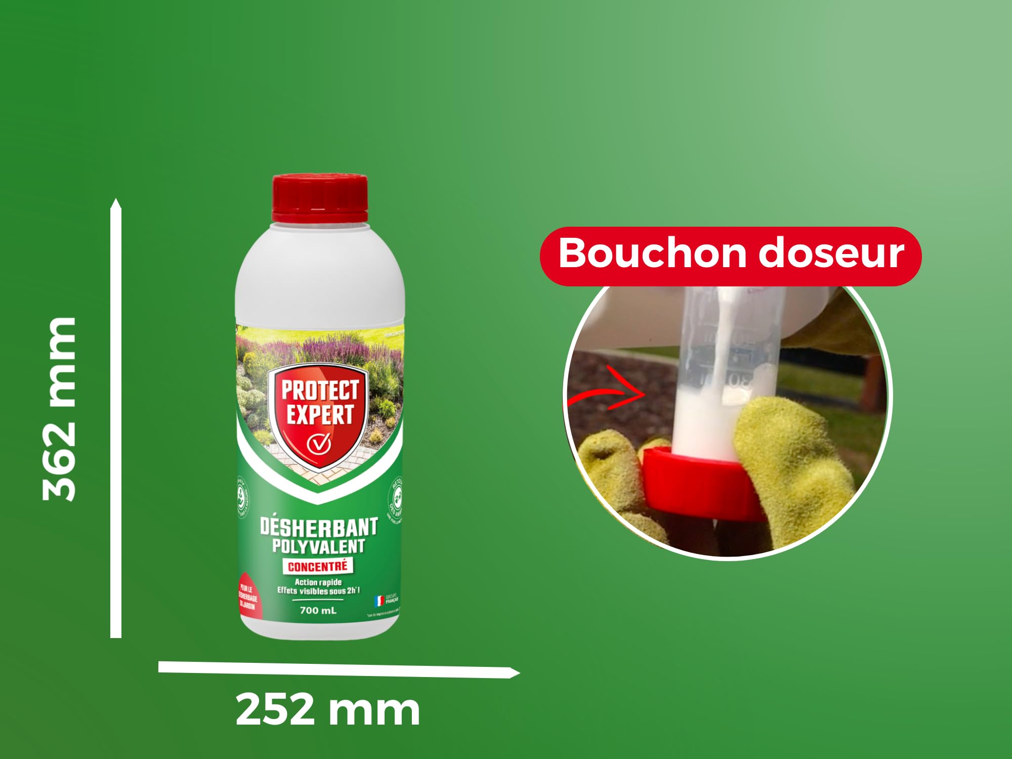 PROTECT EXPERT Désherbant Polyvalent Concentré 700ml PROHERBIO700 Jusqu’à 58m²