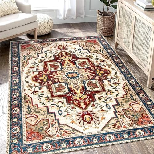Tapis bohème vintage facile à nettoyer pour en finir avec les taches du salon