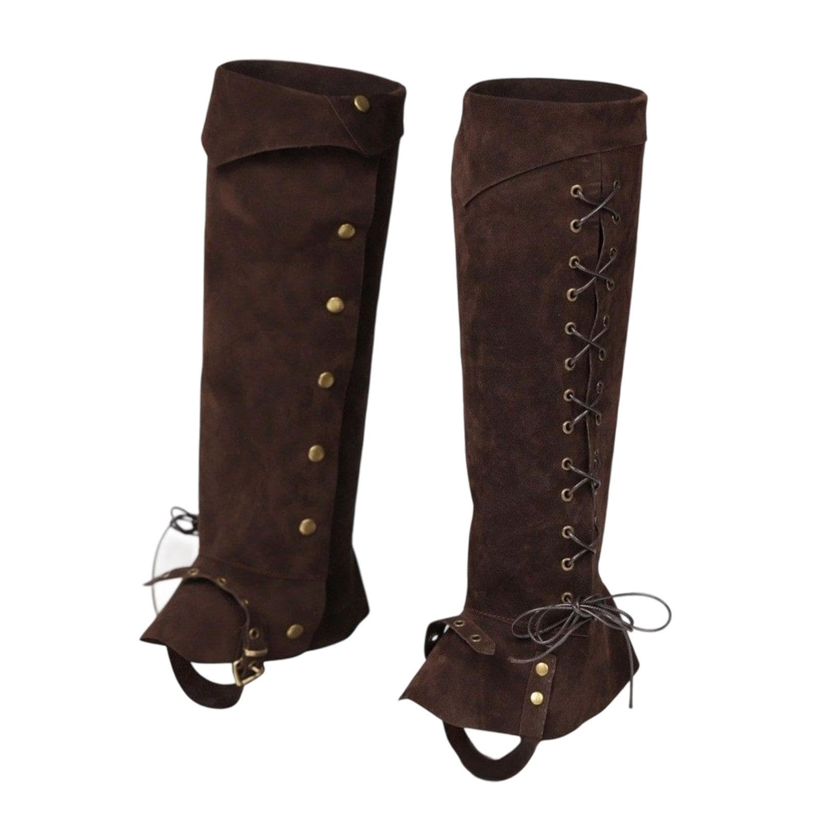 F Fityle Mens Halloween Pirate Boots Frosted Leather Pirate Boot Tops Shoes Cover Deluxe Retro Medieval Costume,Brown-B