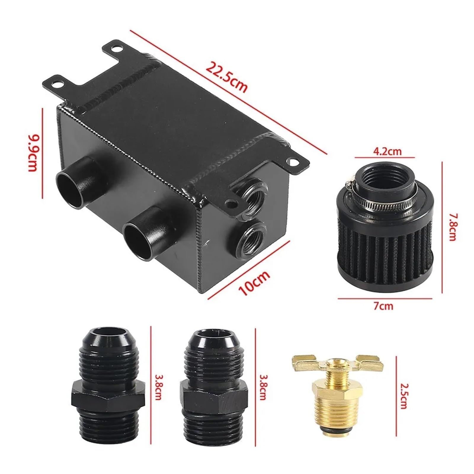 Zestawy do odzysku chłodziwa do samochodów 1.2L Podwójny Filtr Oleju Silnikowego Zbiornik AN10 Z Filtrami Powietrza Zbiornik Oleju Zbiornik Odpowietrzający(Black)
