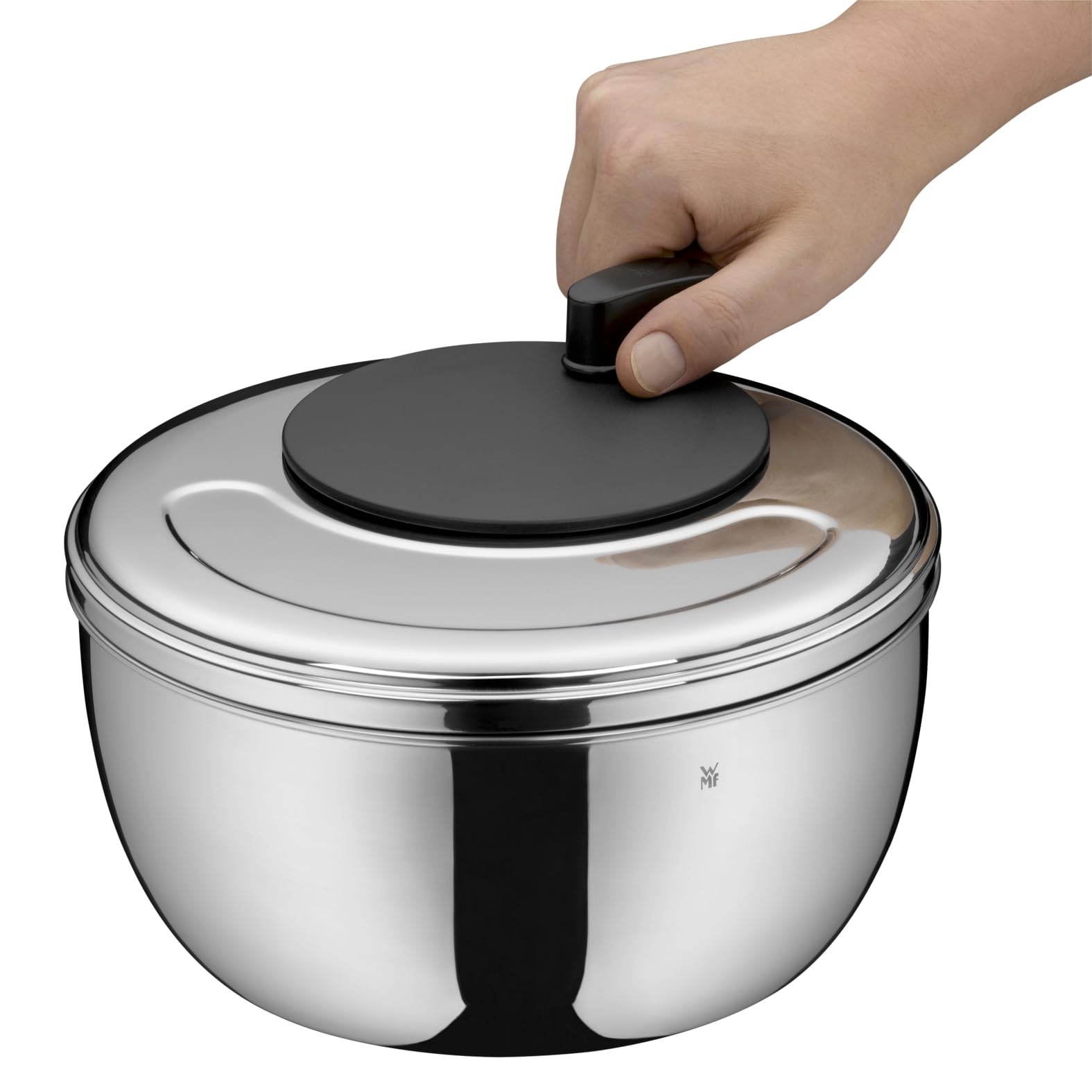 WMF Gourmet - Centrifugadora para Ensalada 25,4 cm, Acero Inoxidable Mate con Tapa, Apto para Lavavajillas