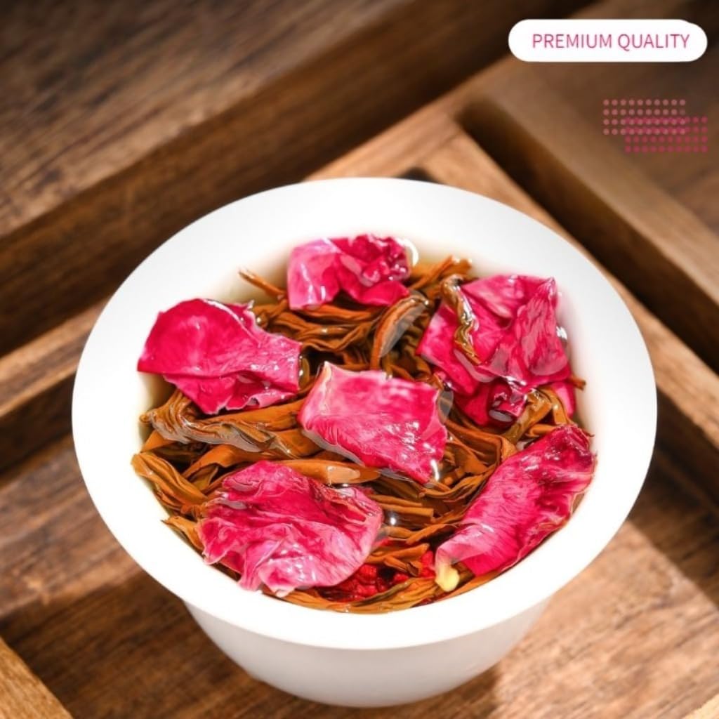 Perle Di Tè Nero Alla Rosa Premium | Tè Nero Cinese in Foglie Sfuse 250g*2/17,64oz | Dolcezza Setosa | Tè Nero Per L'uso Quotidiano E in Ufficio