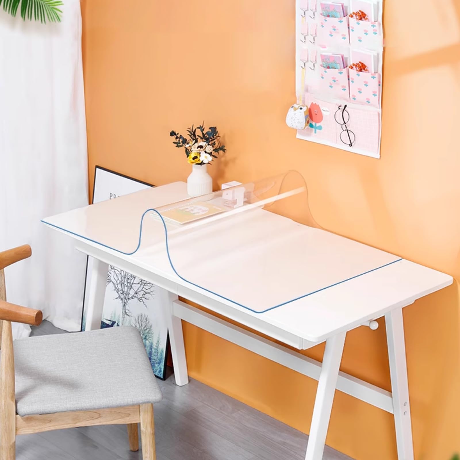 Tappetino Trasparente per Ufficio,Spessore 2MM,Sottomano da Scrivania Trasparente in PVC,Tovaglietta Protettiva Trasparente in PVC,Facile da Pulire,per Home Office e Studi