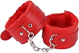 Generic Red Sexy Handcuffs Soft Leather Sex Hand Ankle Cuffs Bracelet with Connect Chain Hook, Adjustable Bed Restraints Bracelets Bondage Kits Cosplay Accessory for Women/Men Hoodies IKJ8, Pink