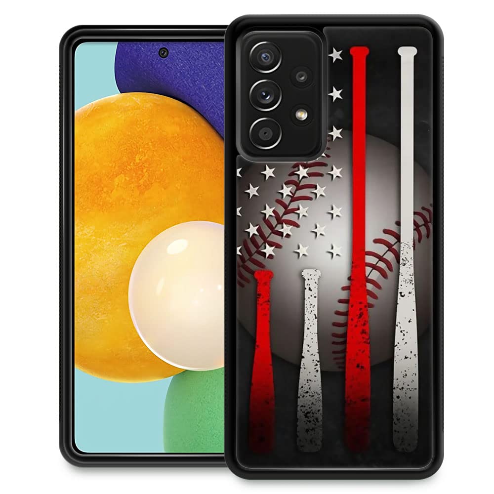 Tnxee Compatible with Samsung Galaxy A53 Case,American Baseball Flag Anti-Skid and Shockproof Protective Case for Men,Soft Silicone Rubber+Hard PC