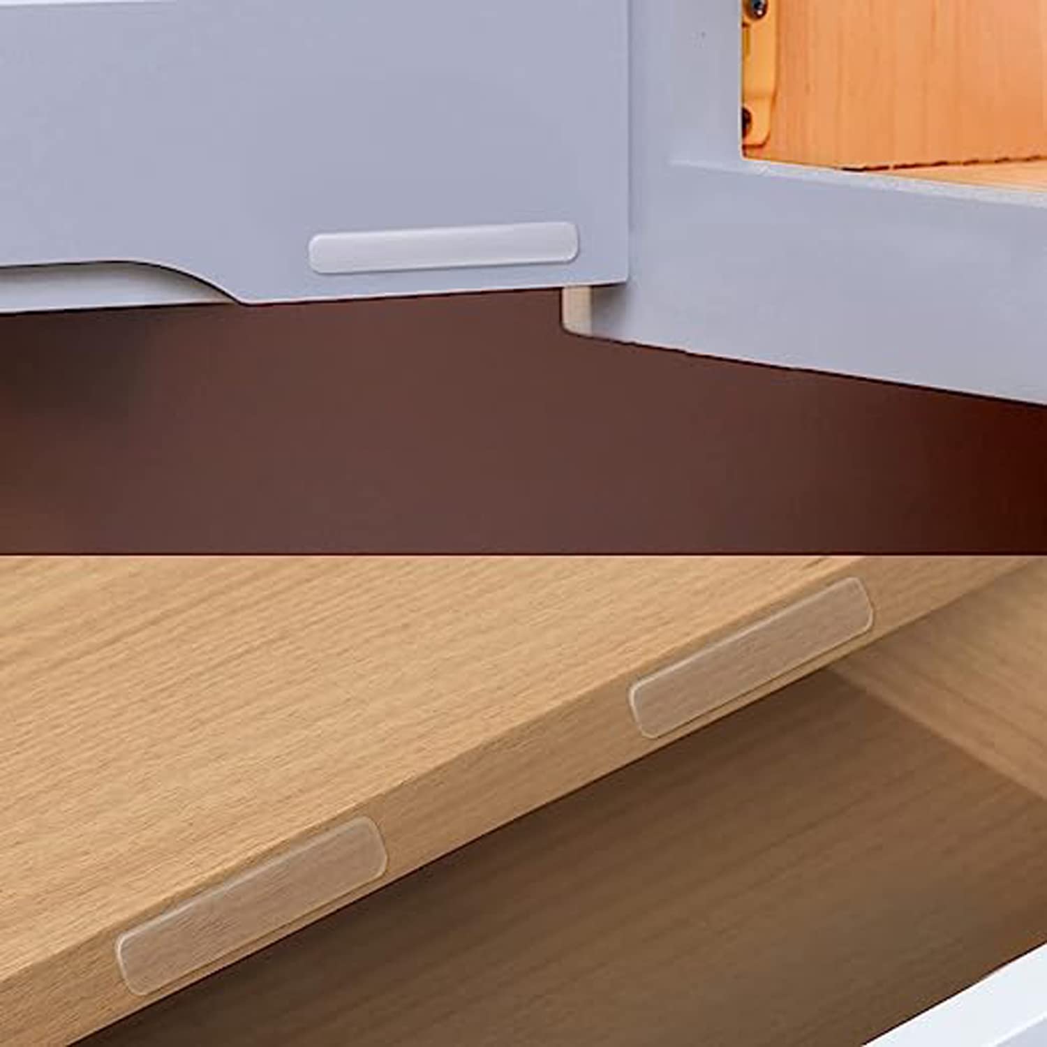 ARQIVO Cabinet Door Bumpers Clear Rubber Furniture Bumper Strips 6cm Length, Adhesive Glass Table Top Non Slip Pads Stoppers, Noise Dampening Bumper Pads for Drawers (Pack of 20)