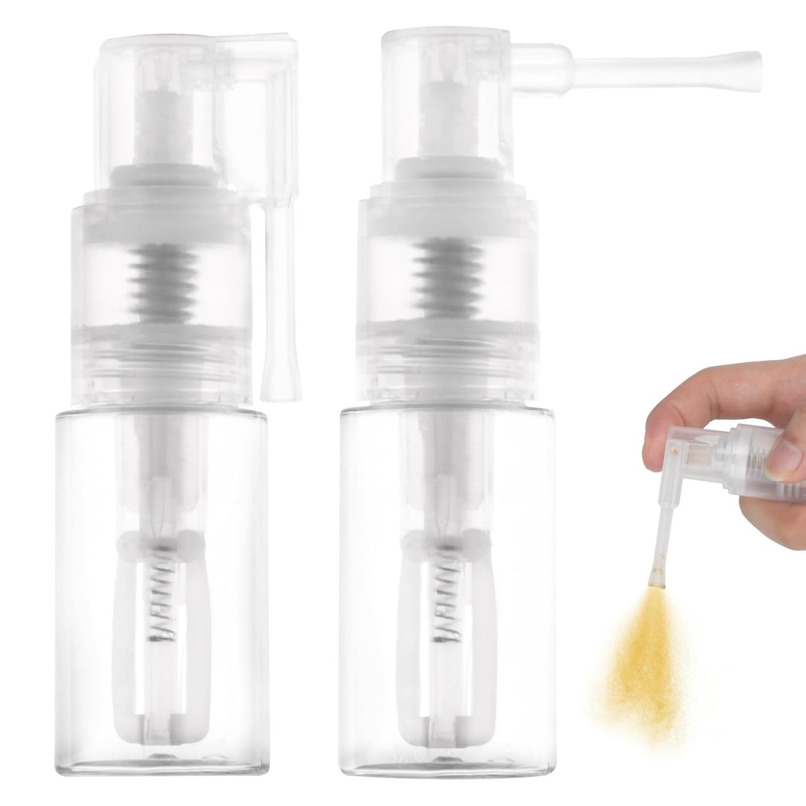 Lote de 2 botellas con pulverizador de polvo con purpurina de 35 ml, para manualidades, pasteles, tejidos, botellas vacías de polvo seco