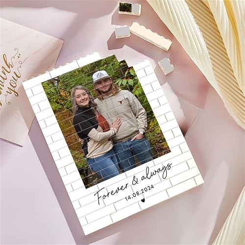 Miniatura 4 de Marco de fotos de ladrillo de construcción personalizado, rompecabezas de bloques de imagen personalizado con nombre y fecha, bloques de