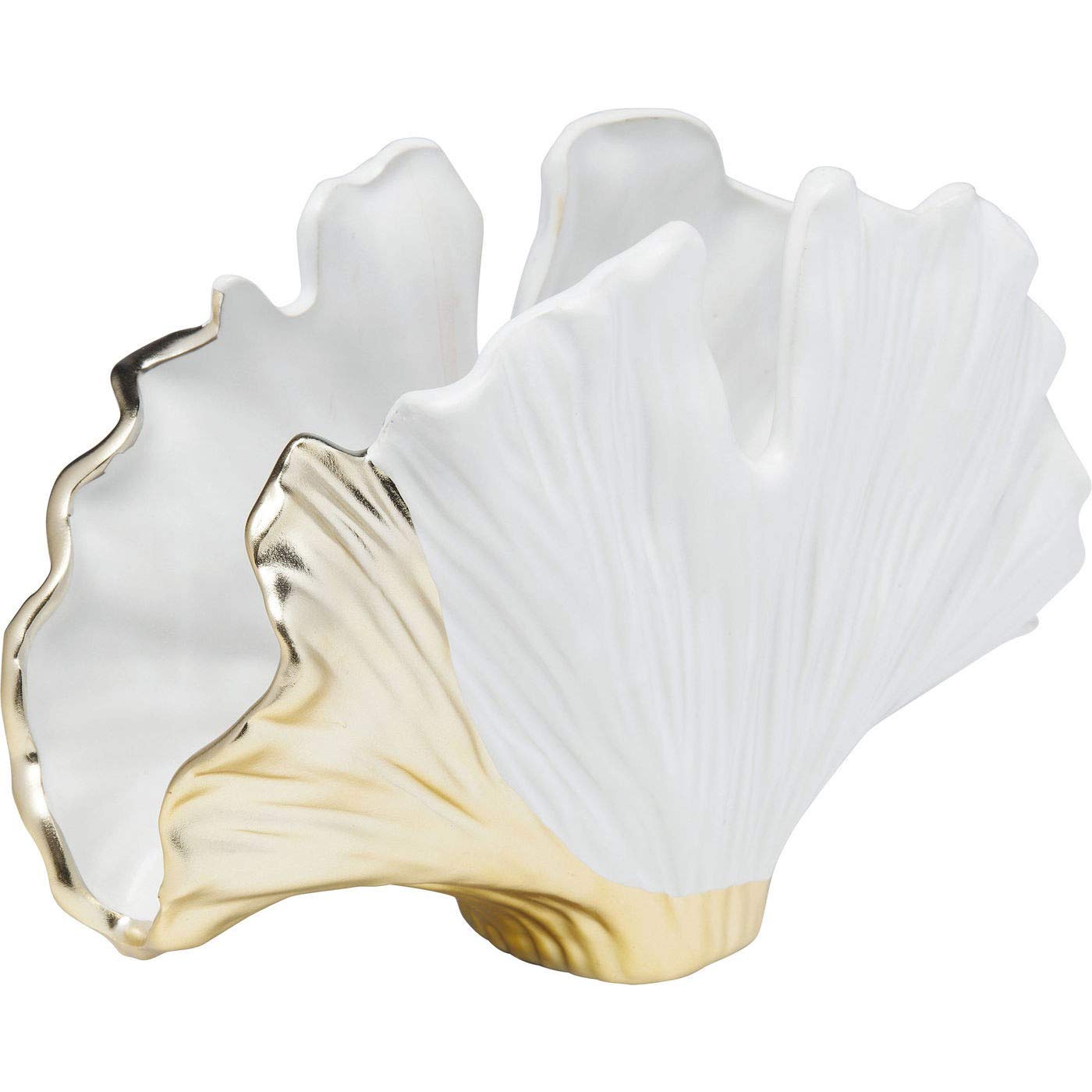 Kare Design Vase Ginkgo Elegance, Blanc Or, Grès Vernissé, 18x26x9cm