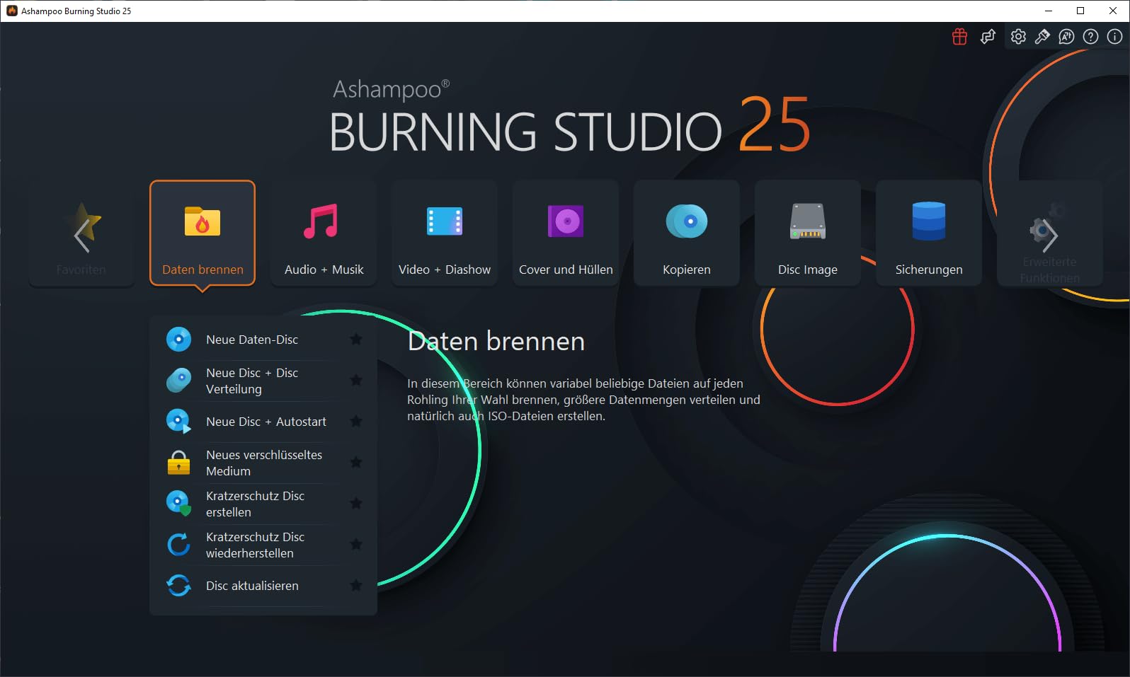 Burning Studio 25 - Multimedia Brennprogramm für Brennen, Sichern, Rippen
