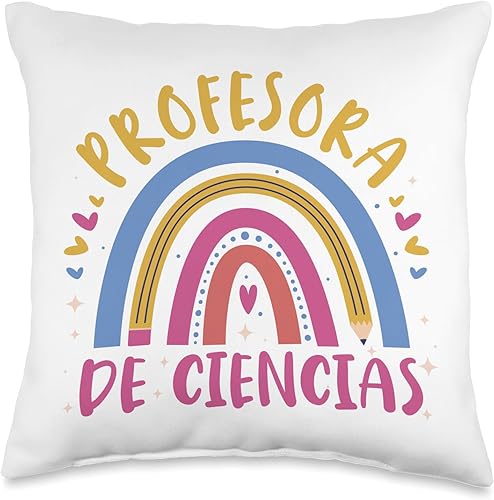 Profesora de ciencias. Versión arcoíris Throw Pillow, 16x16, Multicolor