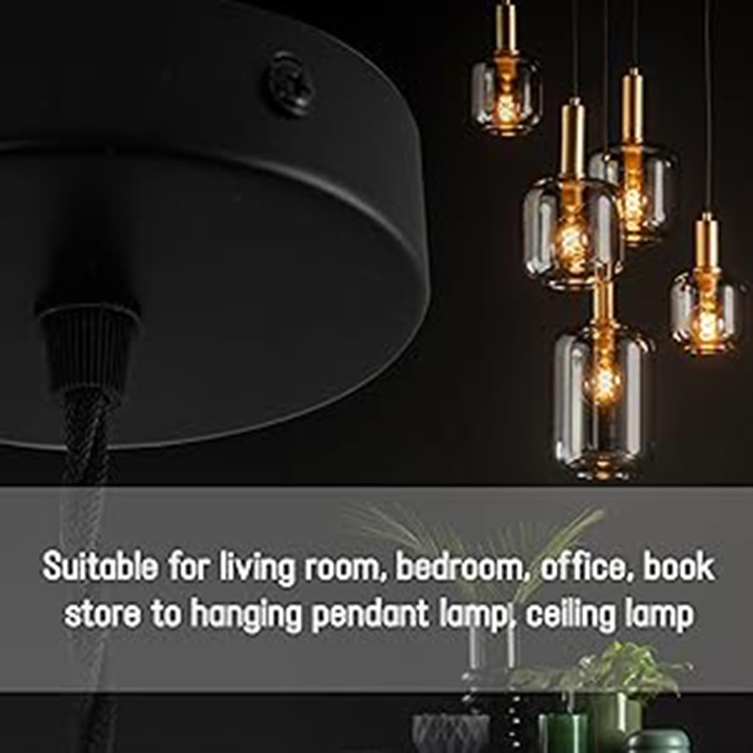 CSPARCV Rosone da soffitto in metallo nero, rosone da soffitto, lampada