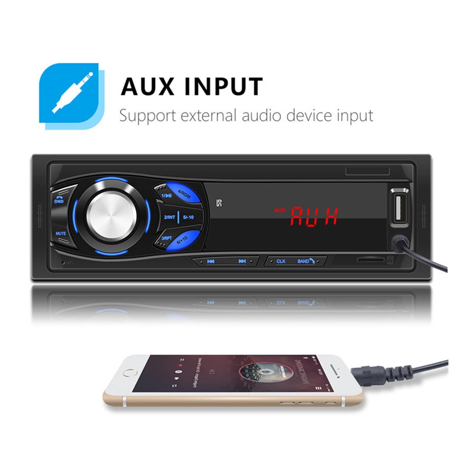 Samochód Fm Radio Digital Bluetooth Audio stereo 12V Radio Autoradio 1din Odtwarzacz mp3 samochodu w Dash USB/TF/Aux-in 5v Ładowarka Przenośny(MP3 Player Only)
