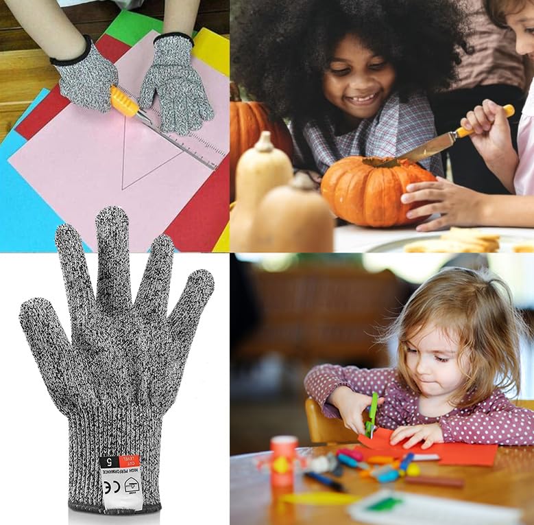 BetterJonny Schnittsichere Handschuhe für Kinder, Leistungsfähiger Level 5 Schutz Lebensmittelecht Schnittfeste Handschuhe zum Kochen Schnitzen und Gärtnern für 5-8 Jährige, XXS Baumarkt