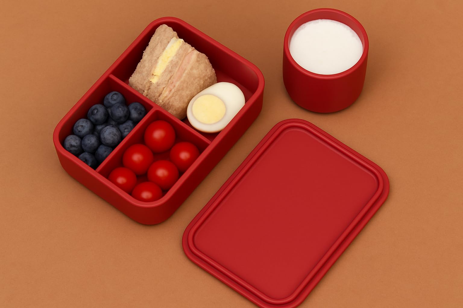 Boxes And Board International Limited Silicone Lunch Box BPA Free School Children Kids Snack Food Container Bento Foldable Silicone Lunch Box Collapsible with Lid - Colour RED