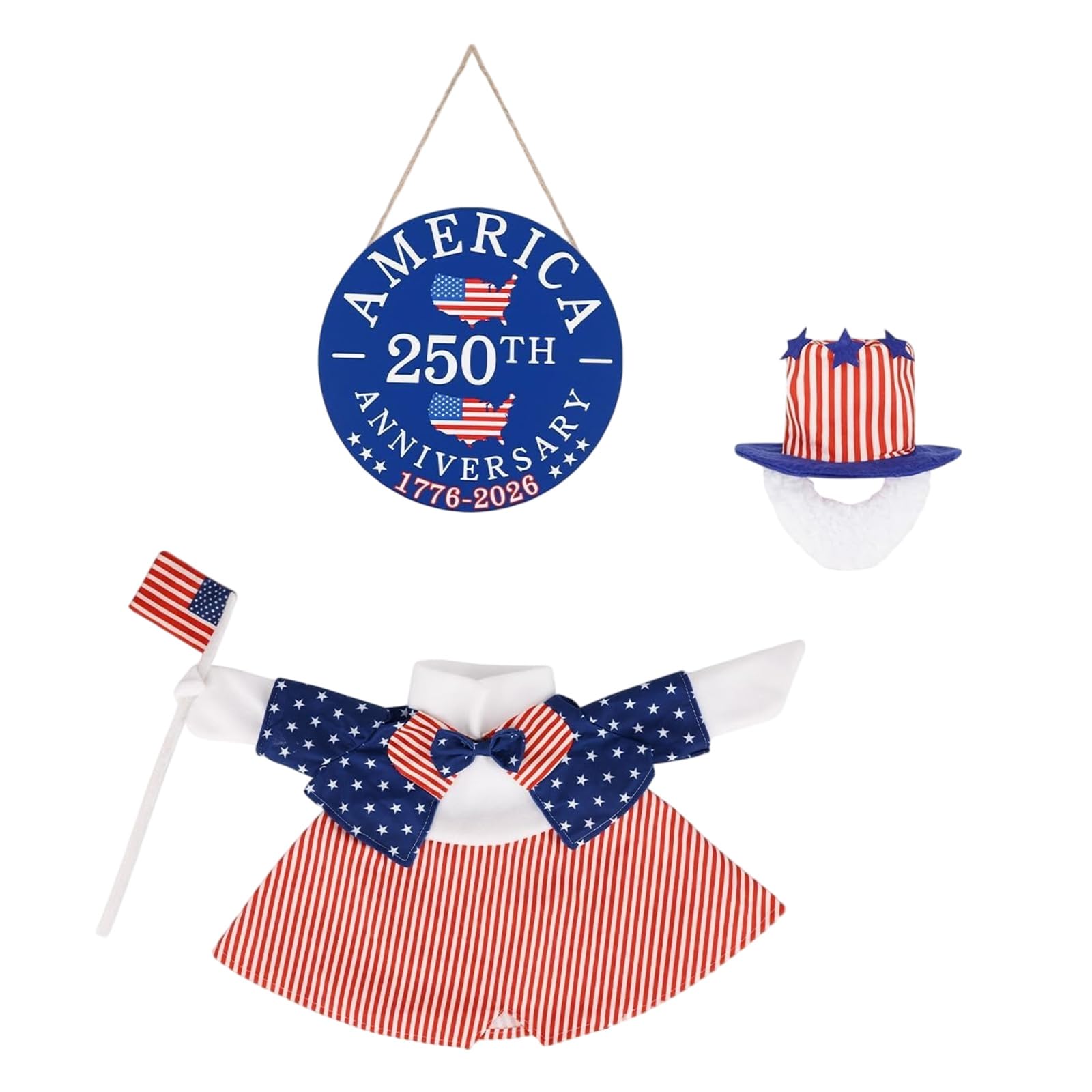 Tsophreniq US Flag Themed Porch Geese Outfit Decors for Outdoor Celebration Patriotism Porch