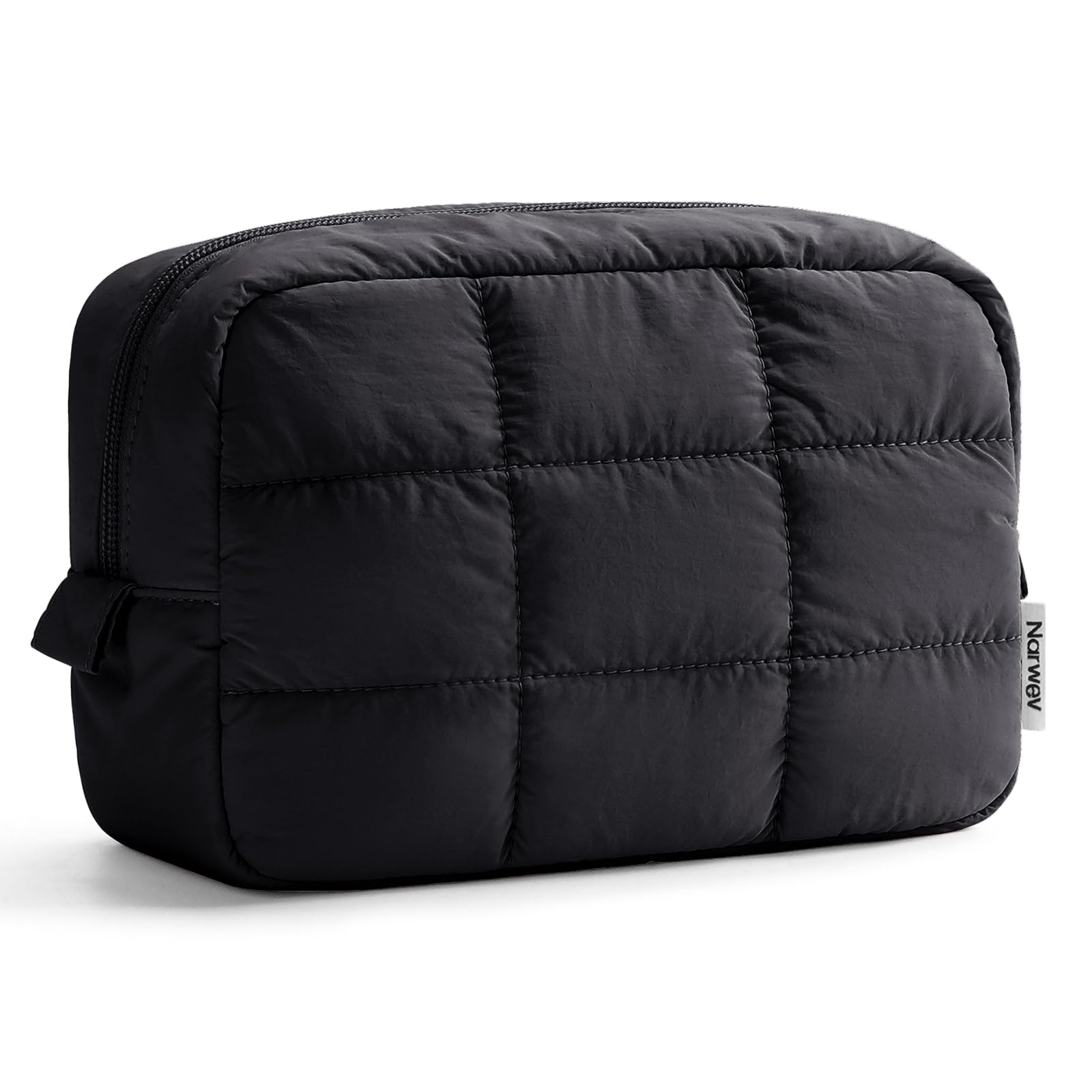 Narwey Quilted Makeup Bag for Women Girl Puffer Travel Cosmetic Bag Puffy Make Up Bag Organizer Cute Travel