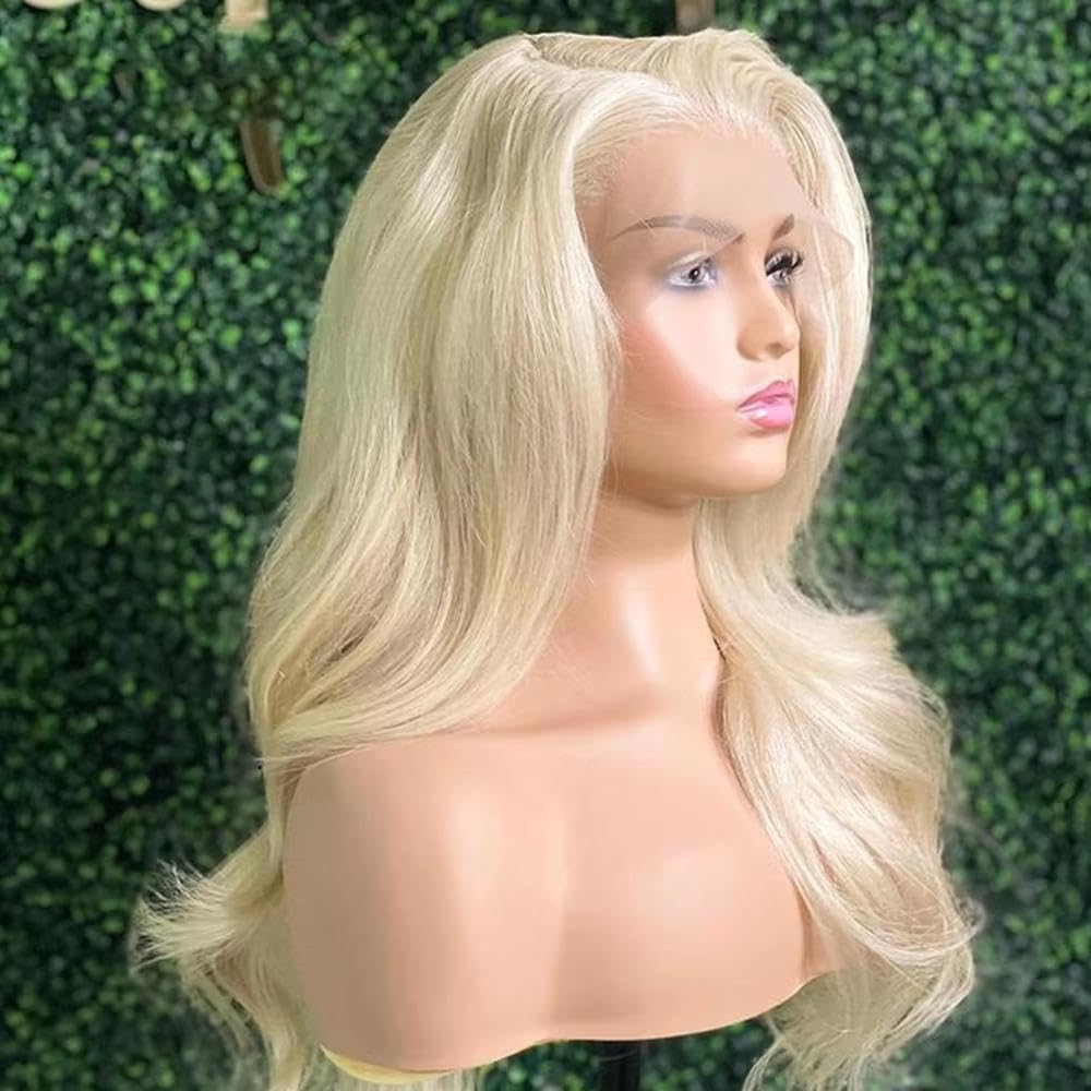 Haarpflege Leimlose Blonde 26“ Lange Gewellte Lace-Front-Perücke Mit 180 Dichte Für Frauen Vorgezupft Hitzebeständig Täglich