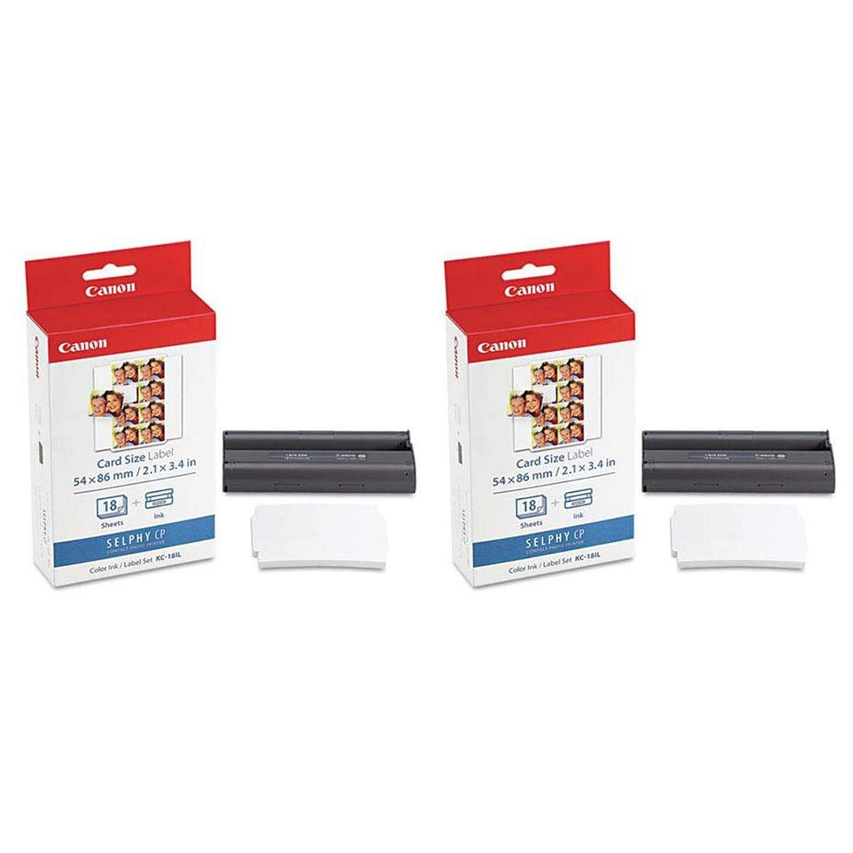 Canon2 Pack KC-18IL Color Ink Cartridge and Mini Label Set, 18 Sheets, 8 Labels/Sheet