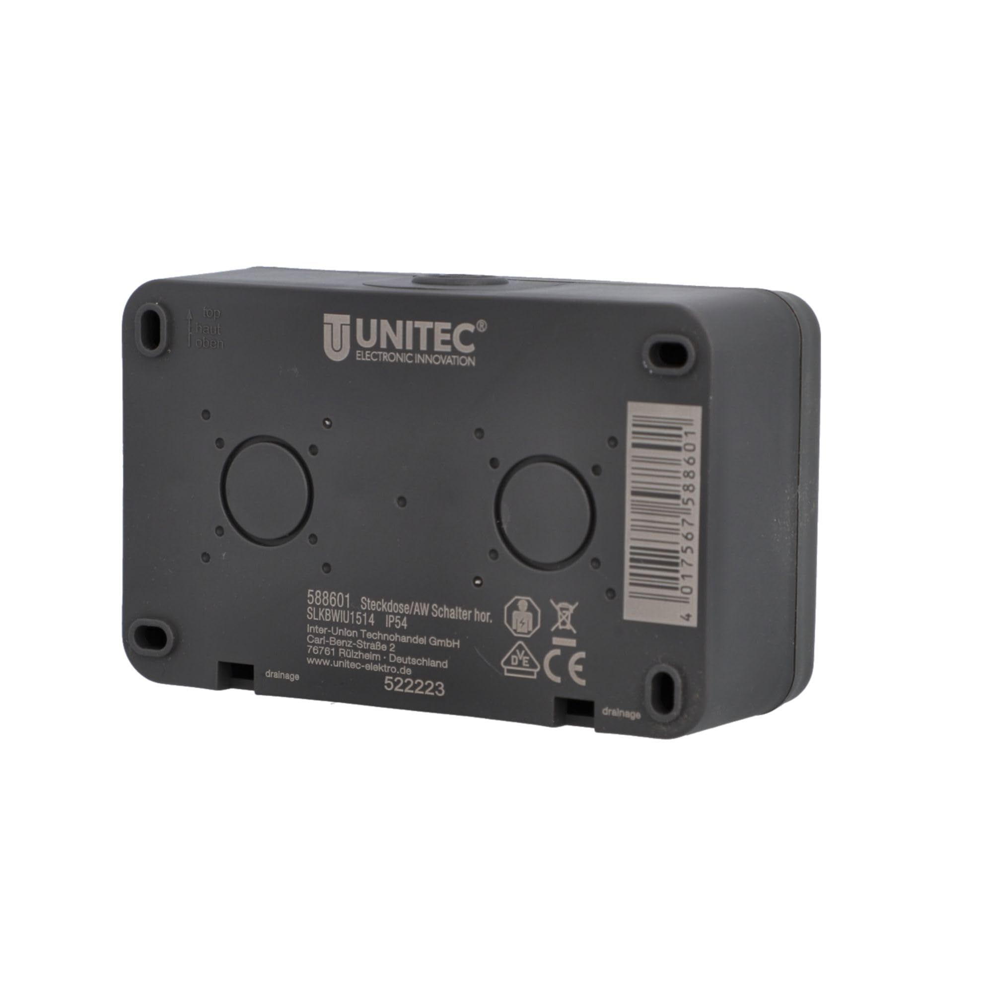 Pulsante UNITEC AP FR Per Ambienti Umidi - Montaggio A Parete, IP44, Grigio Scuro, Fino A 10A, Con Morsetti Plug-in - 2