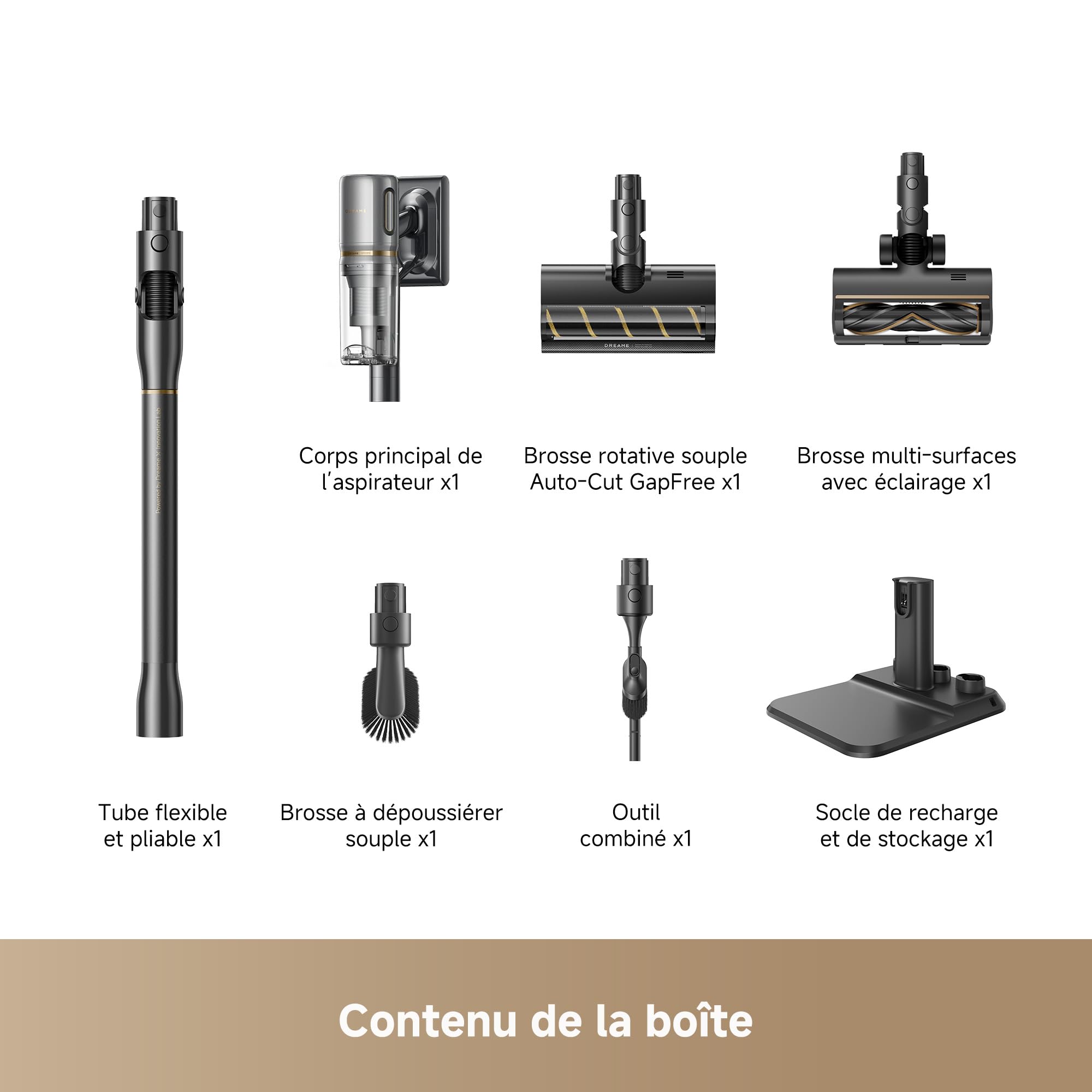 dreame V20 Pro-A Aspirateur Balais sans Fil, Nettoyage des Bords à 0 mm, des Sols Durs, des Tapis et des Poils, sans Nœuds, 24 000PA / 210 AW, Autonomie de 90 Min, Filtration à 99,99%