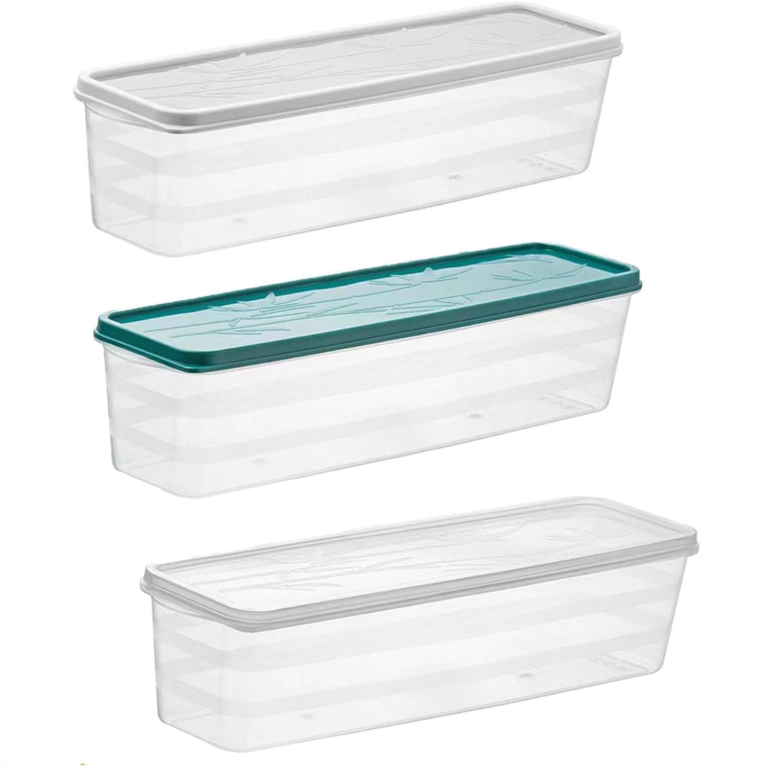 WEIWUXIAN 3 Pcs Airtight Spaghetti Storage Container with Lid, Food Grade Sealing Rectangular Pasta Storage, Durable and Stackable Freezable Crisper Boxes for Spaghetti, Noodles, 31.8x8.8x8.1CM