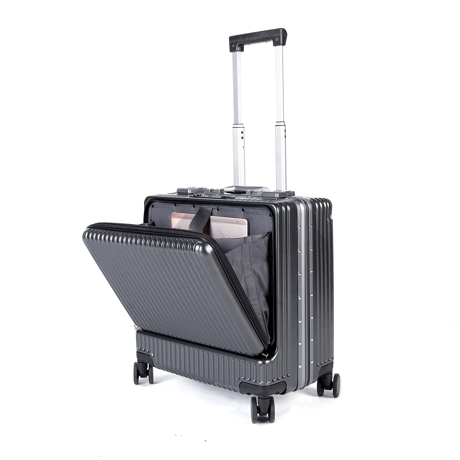 Temilla Carry On Luggage with USB Charging Port and Front Laptop Pocket