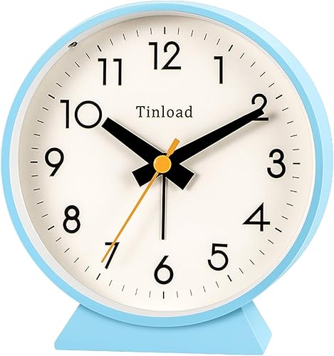 Reloj despertador analógico retro antiguo de 4.5 pulgadas, funciona con pilas, pequeño y silencioso con luz nocturna, funciona con pilas, para sala