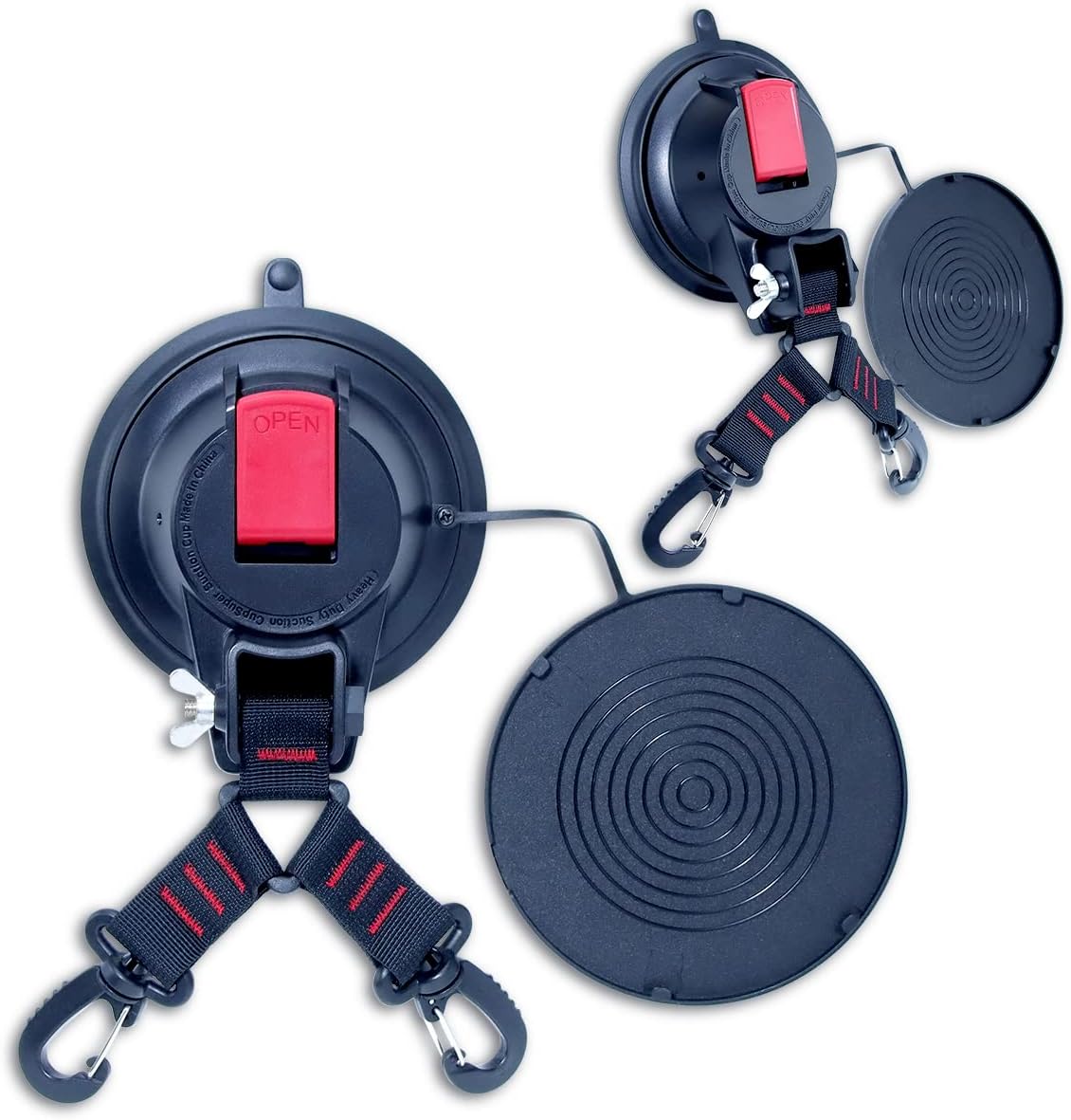 2 Pcs Heavy Duty Suction Cup Anchor with Double Heads Strap Hooks Multipurpose Suction Cup Hooks Tie Down Suction Cup Anchor Hook for Camping Trap Car Awning Home Kitchen or Dogs