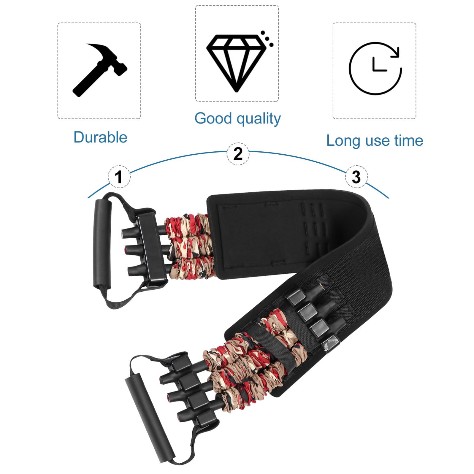 Toddmomy Fasce Elastiche di Resistenza per Allenamento Petto Maniglie Ergonomiche e Cintura Imbottita in Nailon per Esercizi di Espansione Muscolare e Fitness