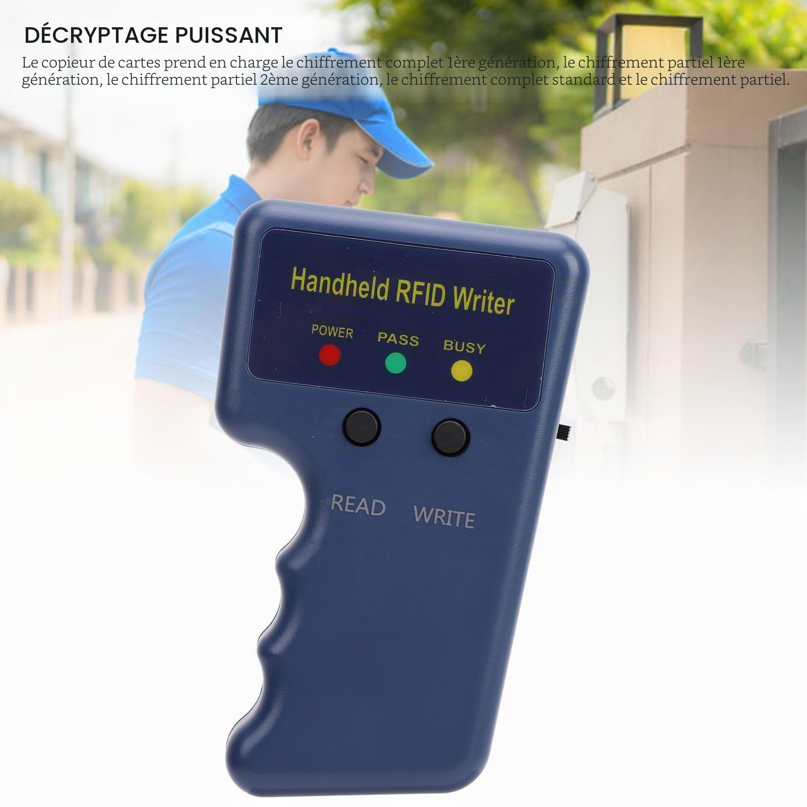 Lecteur RFID, Copieur de Fob Portatif 125Khz, Cloneur de Carte de proximité RFID avec 5 Porte-clés T5577 et 5 Cartes T5577